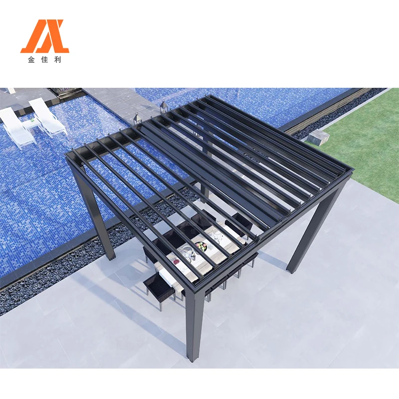 JJL Роскошная алюминиевая беседка 3x3 3x4 6x3 с водонепроницаемыми жалюзи металлическая крыша для садовых перголов и наружного использования