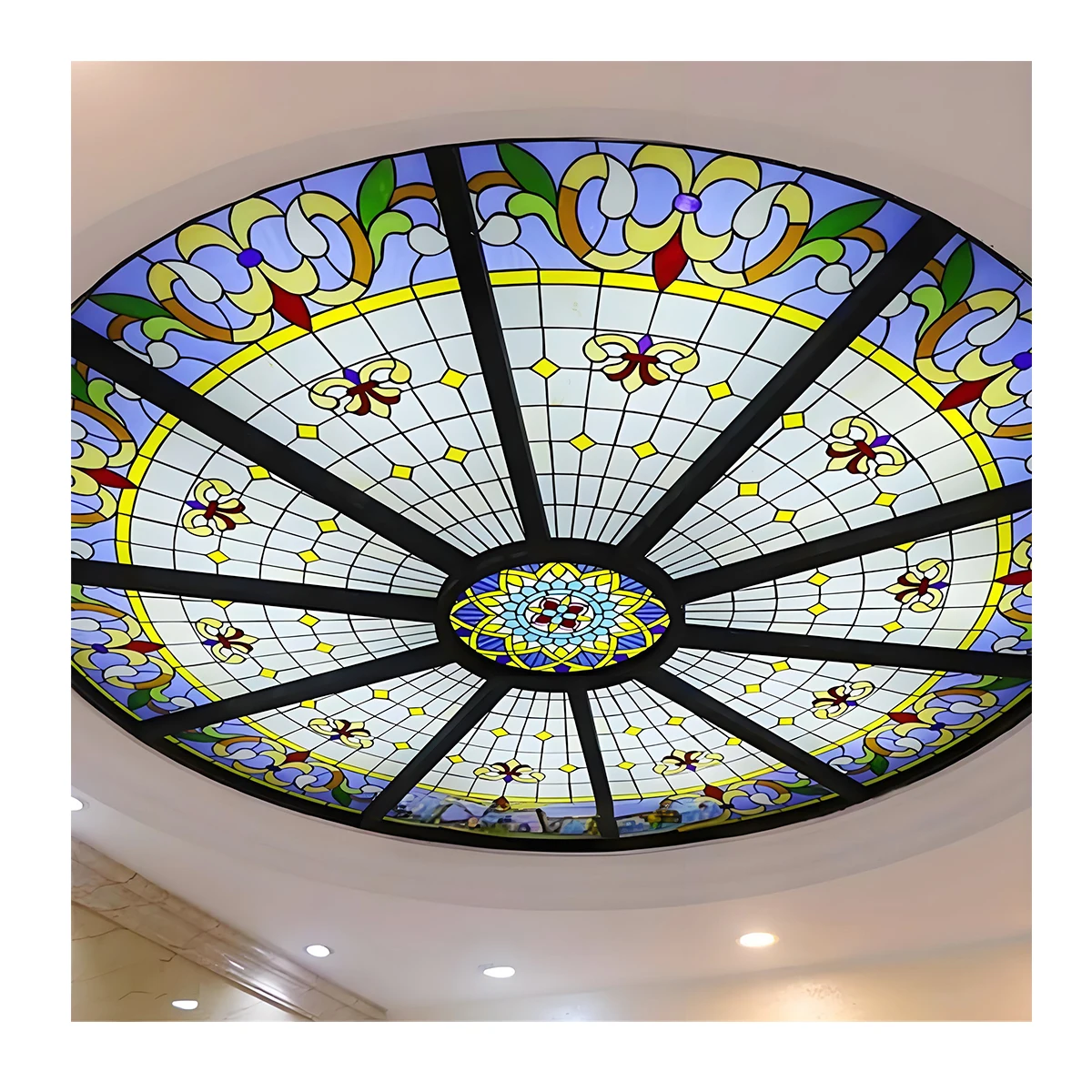 High Quality Stained Glass Prices For Roof Window Skylight Profile Roofing Multicolor Glass For Dome Stain Decor Ceiling Panels