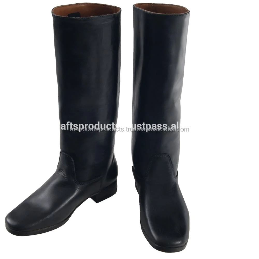 High Quality 100% Genuine Leather WW2 Jack Boots Lace-Up Closure Flat & Design Height Increasing Feature Custom Logo Embroidery