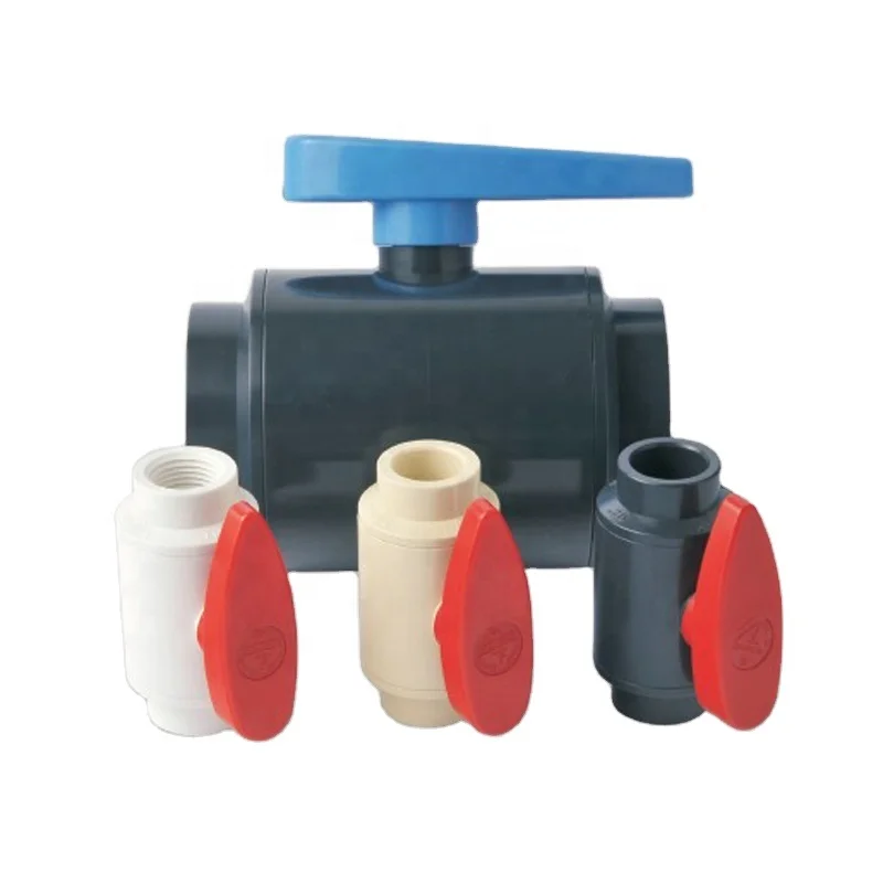 1/2' 3/4' 1' 2' 3 inch 4 inch UPVC CPVC PPH Ball Valve Internal Thread T Type Handle Simple Socket PVC Plastic Ball Valve