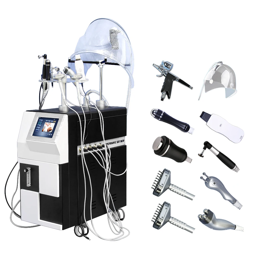 Professional 10 in 1  beauty salon facial SPA ultrasonic rf deep cleaning and skin grinding machine