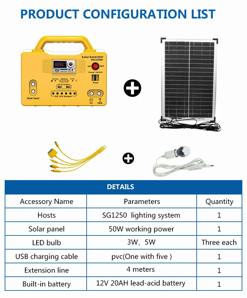 Manufacture Best Selling 20W 30W 50W Solar Generator with Solar Panel DC Solar Power Lighting System