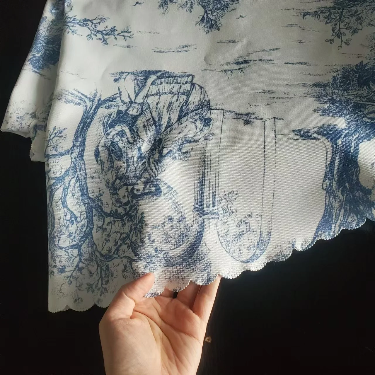 Ready to print polyester canvas fabric for toile de jouy table cloth napkins and other home textile clothing