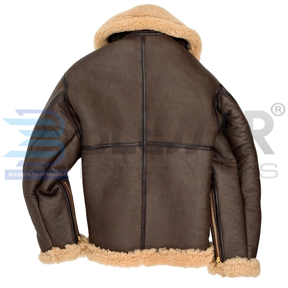 British Royal Air Force Sheepskin Flying Jacket Mens Flight B3 Bomber Shearling Real Aviator Jacket RAF Military Wing Warm fill