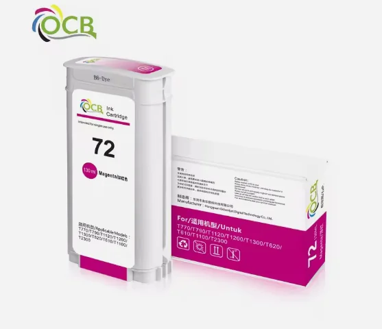 Ocbestjet 130ML  72 Compatible Ink Cartridge For HP Designjet T770 T790 T1120 T1200 T1300 T620 T610 T1100 T2300 Printers