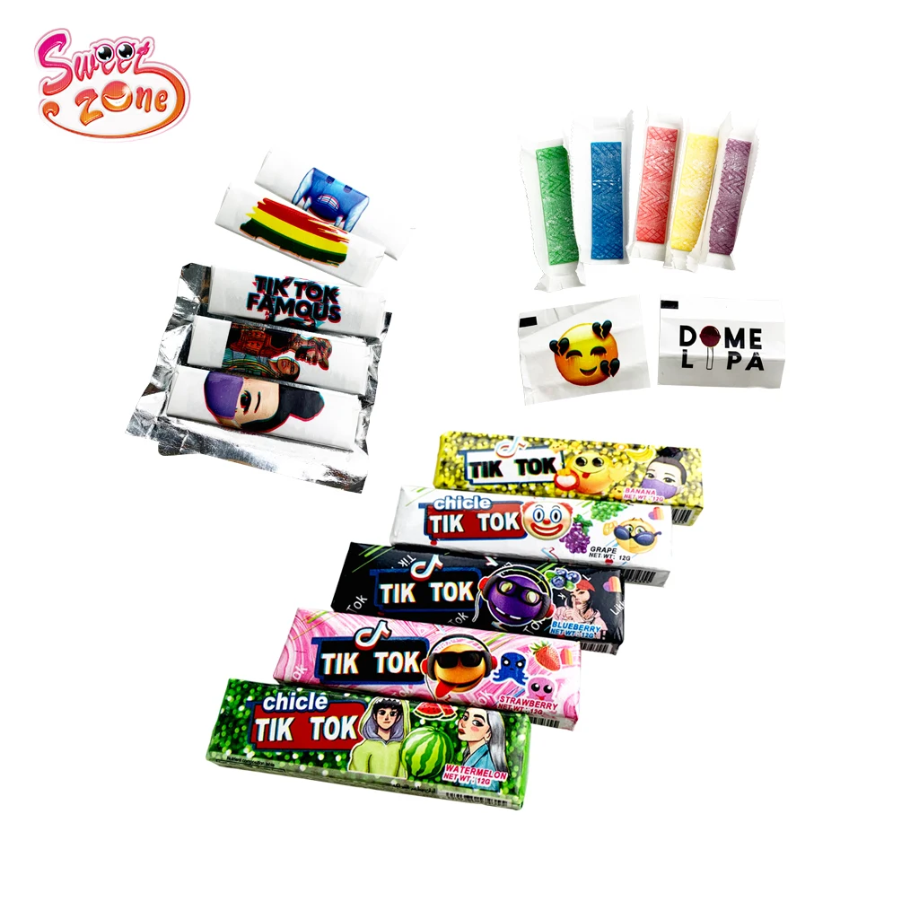 5 PCS Fruit Flavor Stick Bubble Chewing Gum With Tattoo