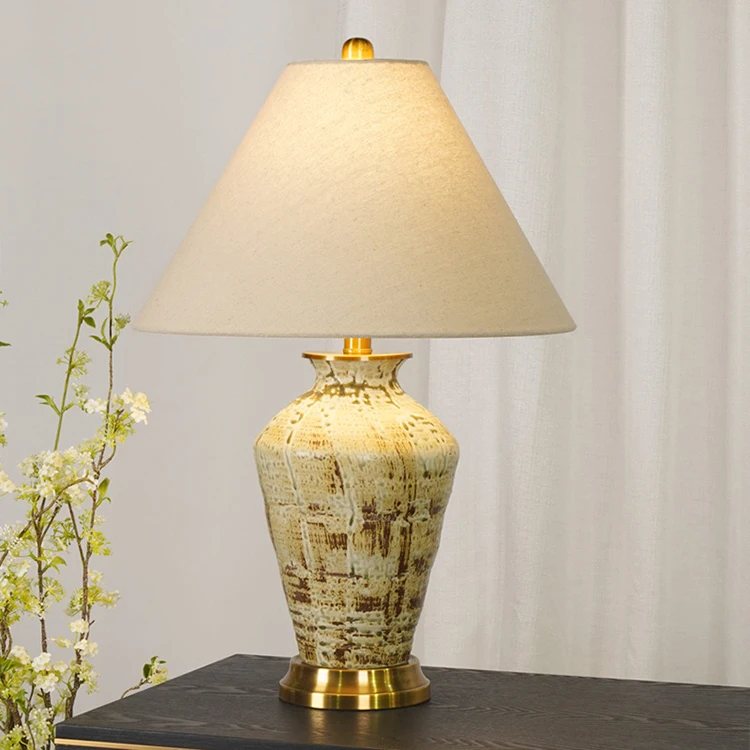 Китайская гостиная домашняя кровать боковая декоративная антикварная желтая Керамическая Настольная лампа для спальни