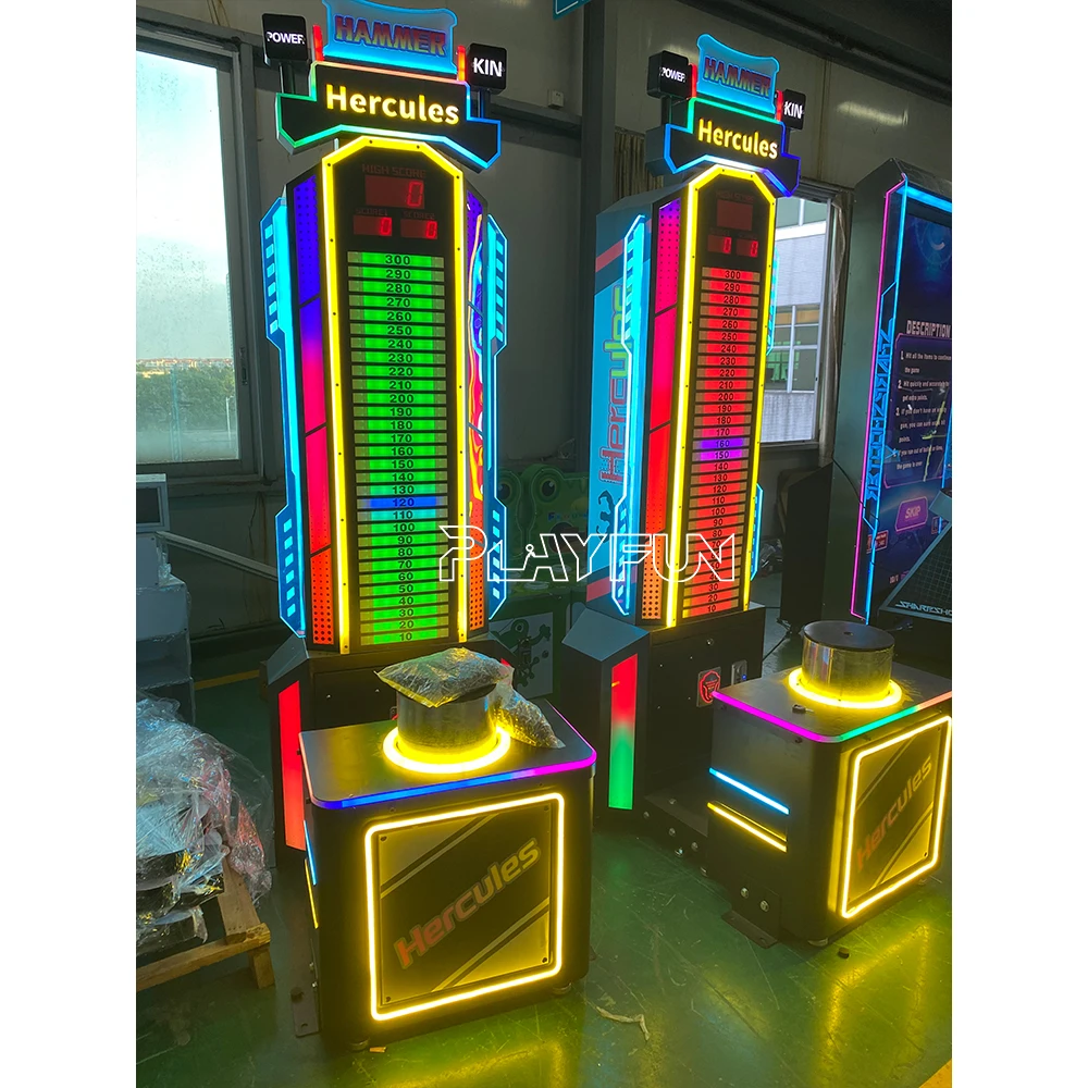 Playfun Wholesale High Quality Coin Operated Indoor Sport Strength Test Hammer Master Hercules Arcade Game Machine