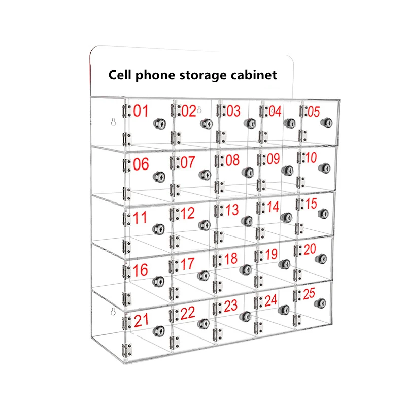 Wall mounted acrylic Mobile cell phone storage safe locker box with lock High quality and waterproof for office, school