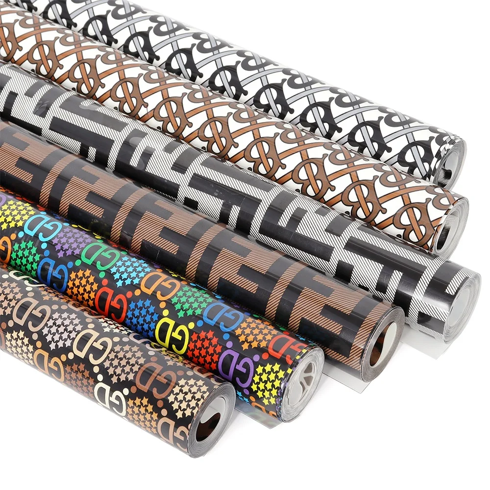 10inx5Feet Rolls New Designs Easy to Cut Flex Letters Pattern Printing PU HTV Vinyl Transfer Film For Shirts Clothing