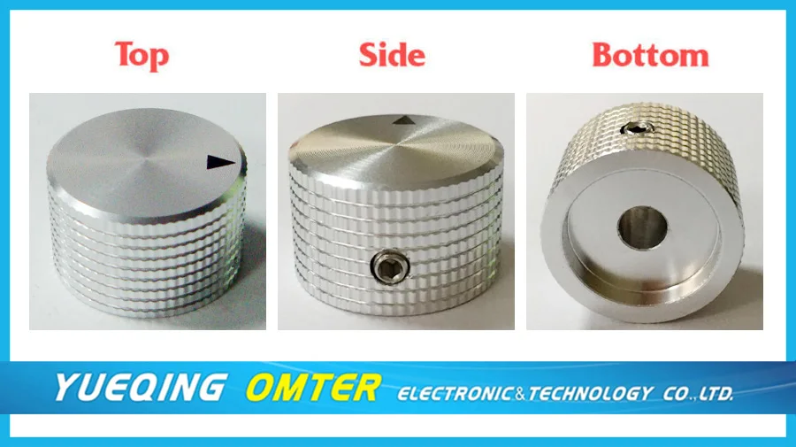 Ручка из алюминиевого сплава, ручка потенциометра вала 6,4 мм, черная с зажимными винтами