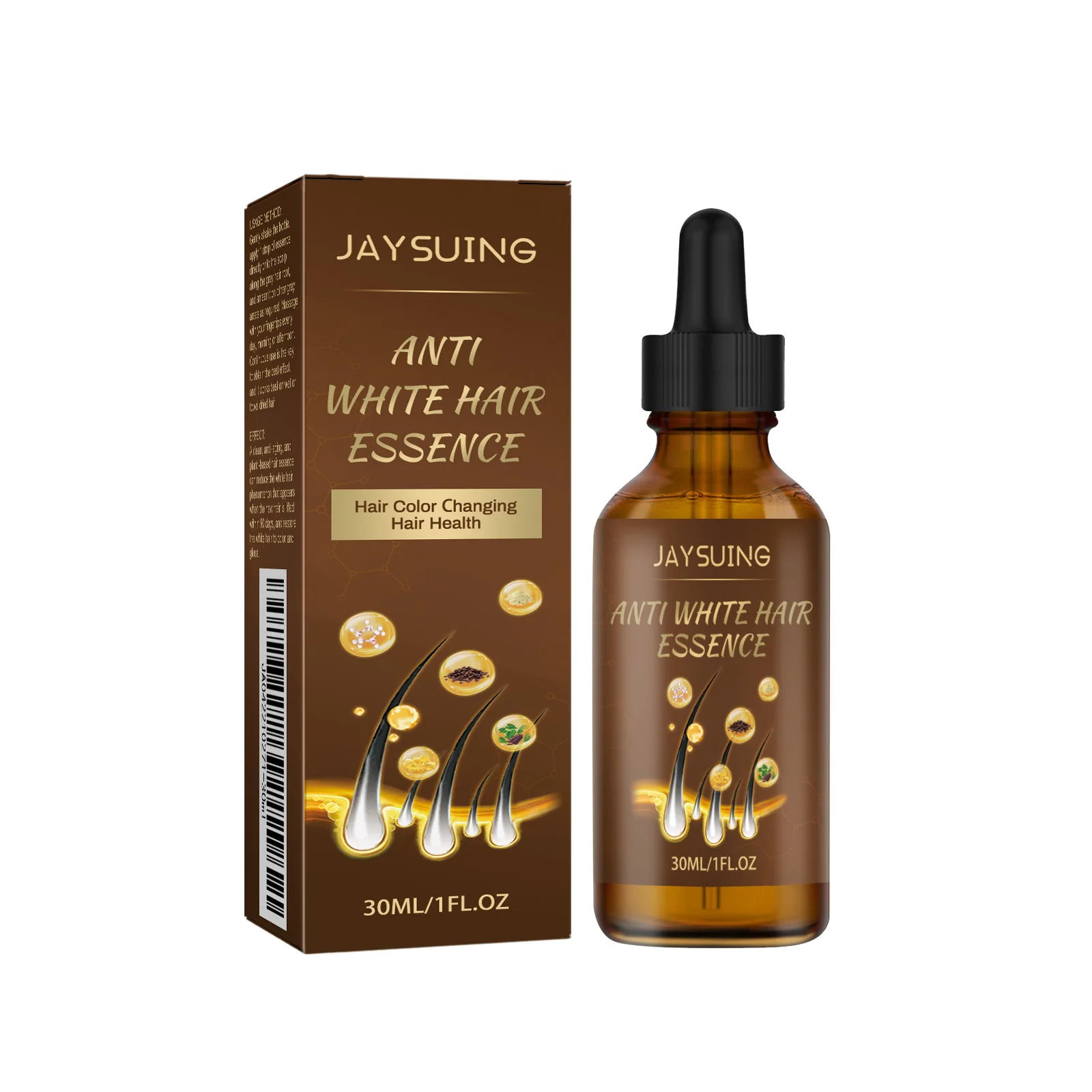 Jaysuing Anti White Hair Treatment Essence Scalp Massage Moisturizing Liquid for Black Hair Growth