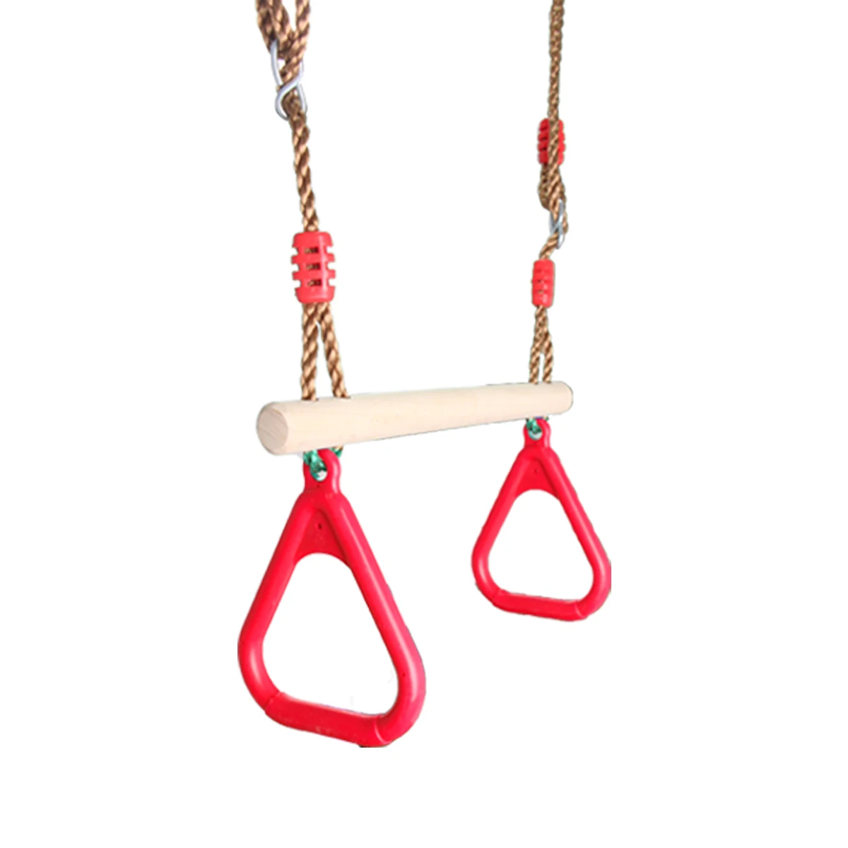 Детская игровая площадка, деревянная трапециевидная качели с пластиковыми кольцами, кольца для тренажерного зала