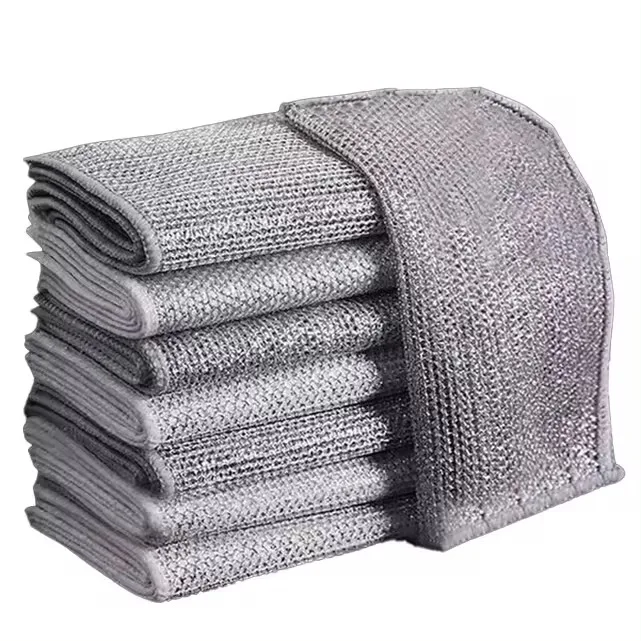Wire Cleaning Cloth Dish Towels Steel Scrubbers Wire Dishwashing Rags for Wet and Dry Non-Scratch Steel Wire Dishcloth