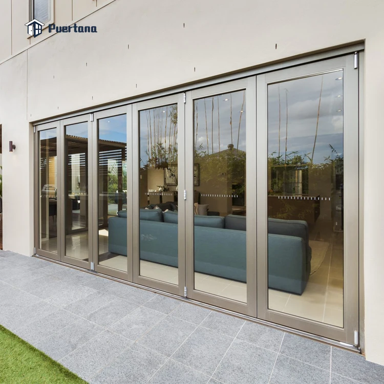 Hurricane Impact Patio Bifold Doors / Soundproof 2 Panel Aluminium Folding Doors For Exterior Entrance