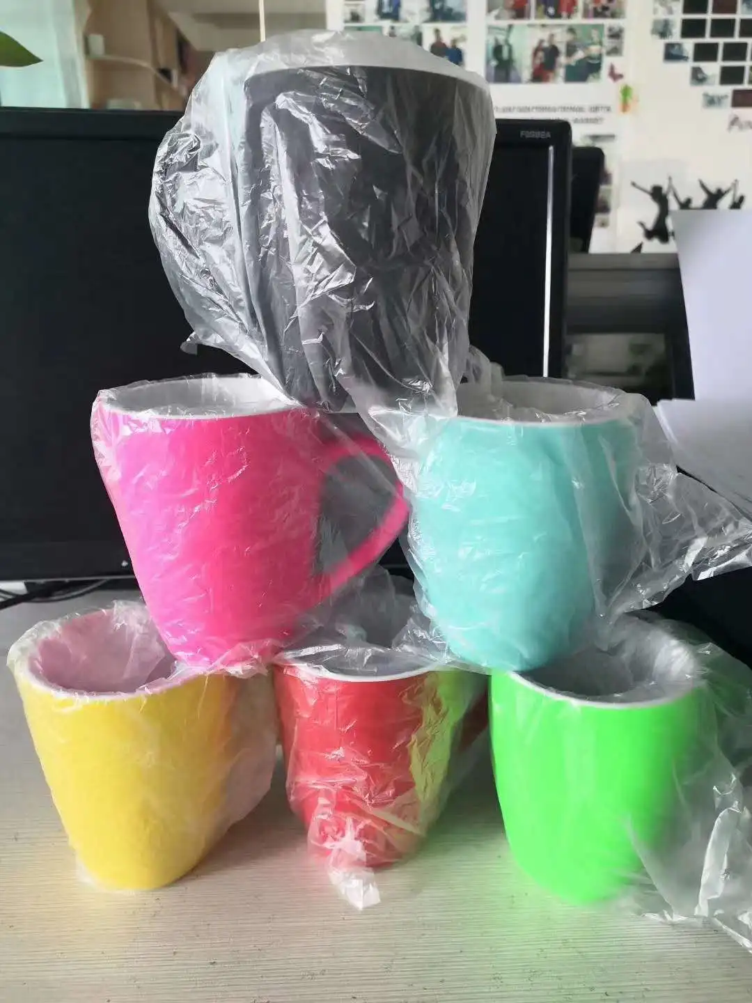 320ml belly shape soft touch colorful ceramic mug