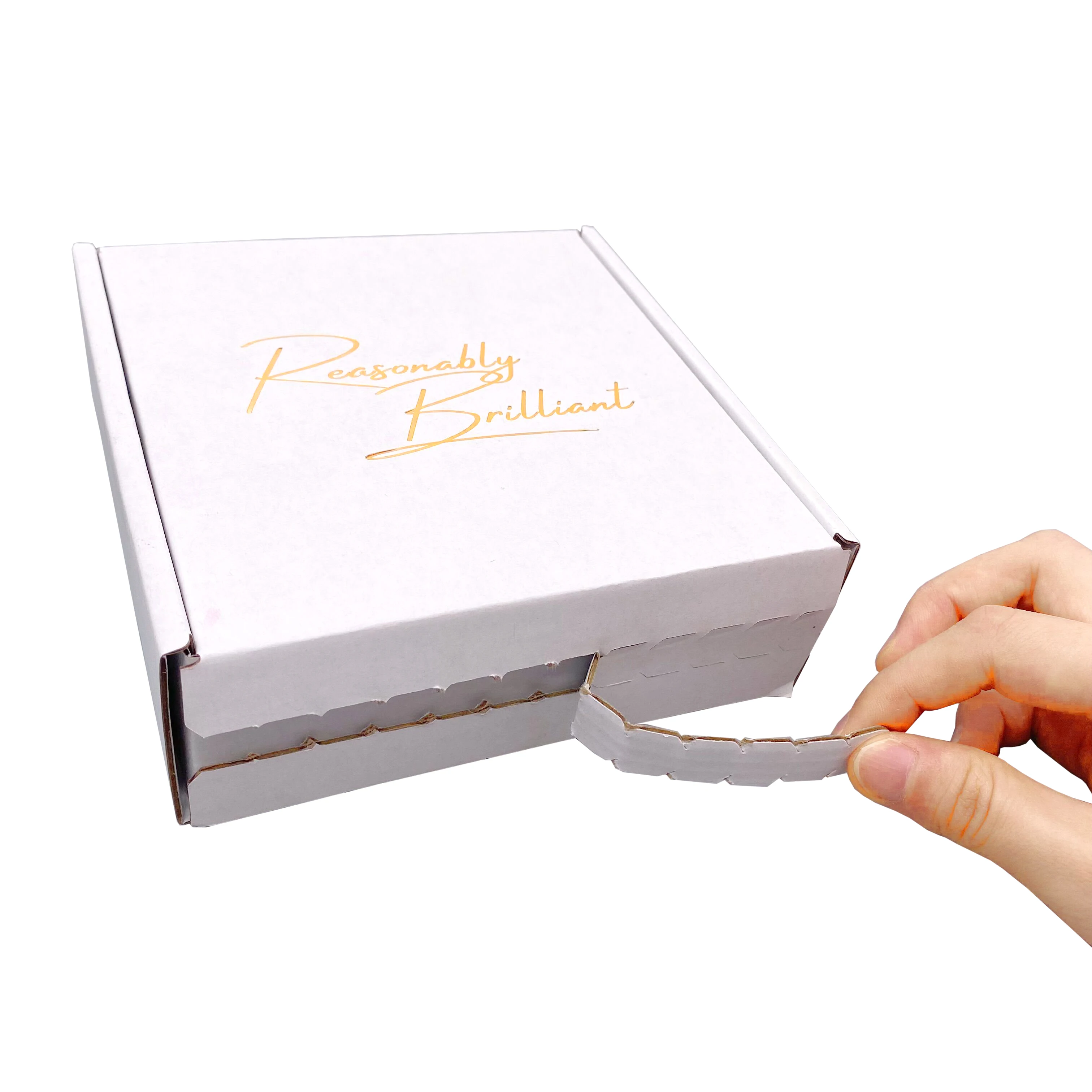 Custom Gold Foil Logo White Zipper Shipping Boxes For Jewelry Packing 3M Tape Safe Private Boxes
