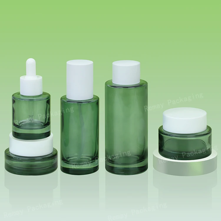 ready to ship press cover dropper glass bottle  jar sets for skin care packaging 100ml 150ml customizable