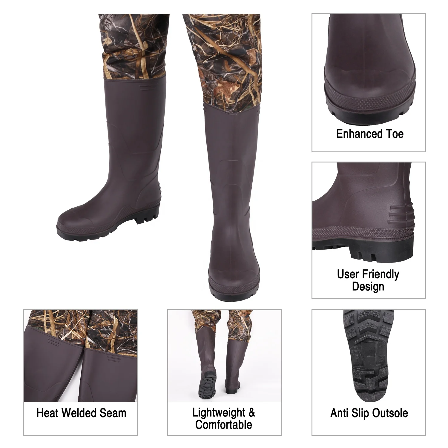 FISHINGSIR Nylon PVC Bootfoot Fishing Waders Chest Waders