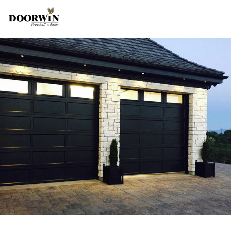Doorwin Modern electric aluminum garage doors price full view automatic sectional clear glass garage door