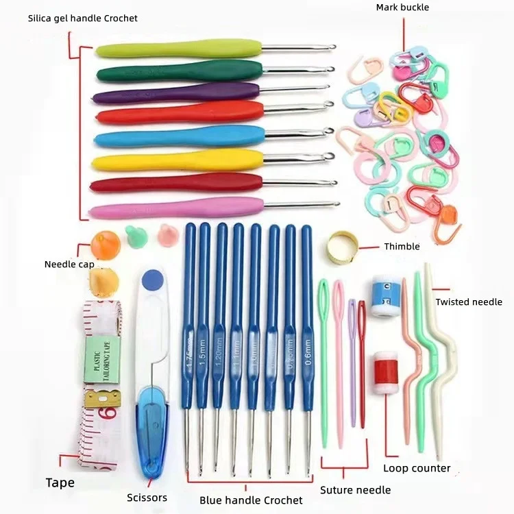 drop shipping  HOT sell colorful Knitting needle kit set extended soft handle manual DIY crochet for hand knitting