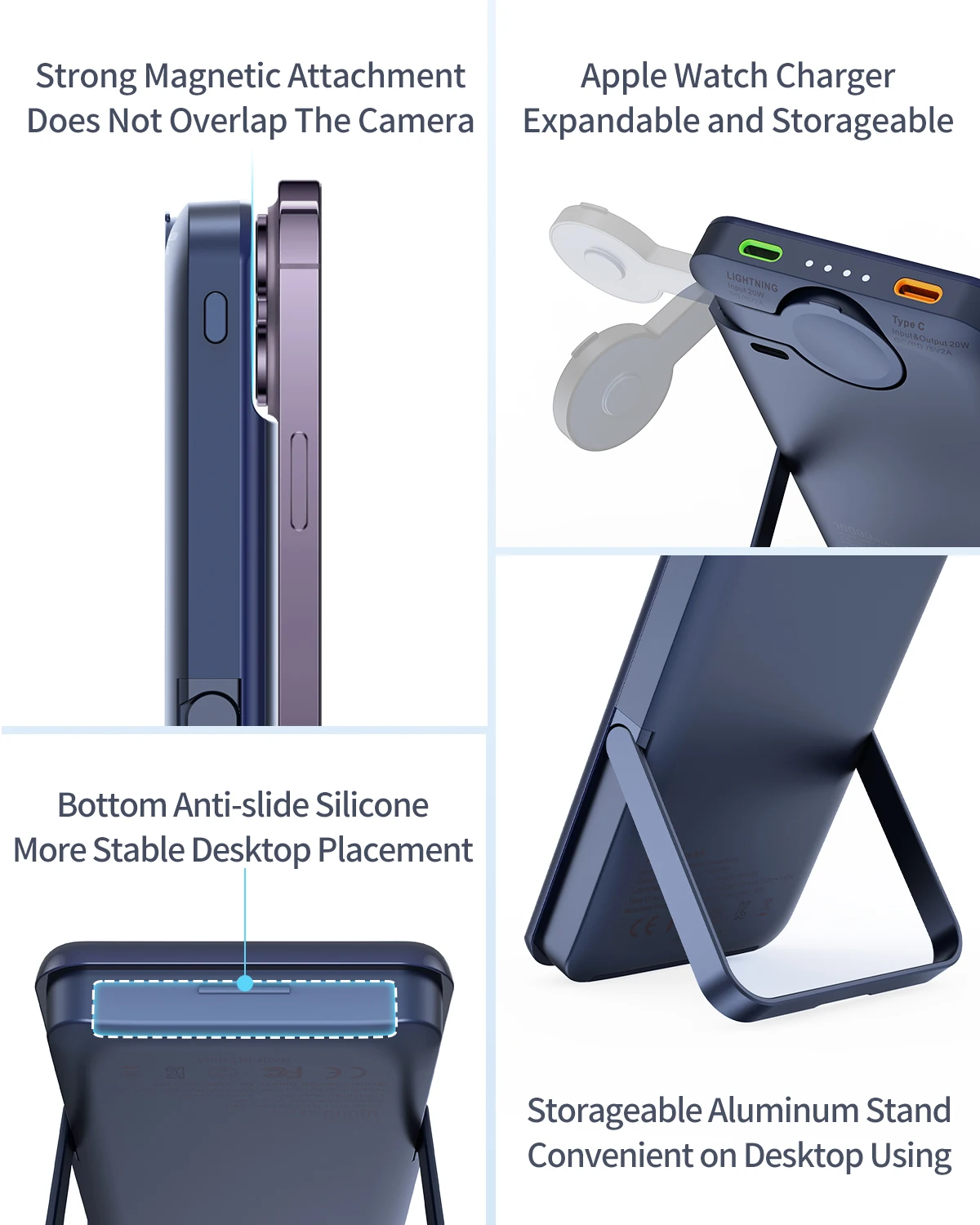 Power Bank Stand 10000mAh Portable Slim Wireless Mini Mobile Phone Fast Charger for Customizable Logo Accept Customization