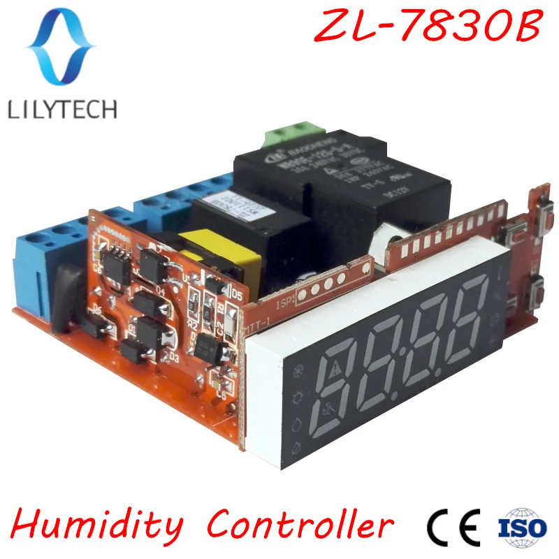 ZL-7830B, 30A relay, Alarming Output, 100-240Vac, Digital, Humidity Controller, Hygrostat, Humidistat, Lilytech, DHC-100+