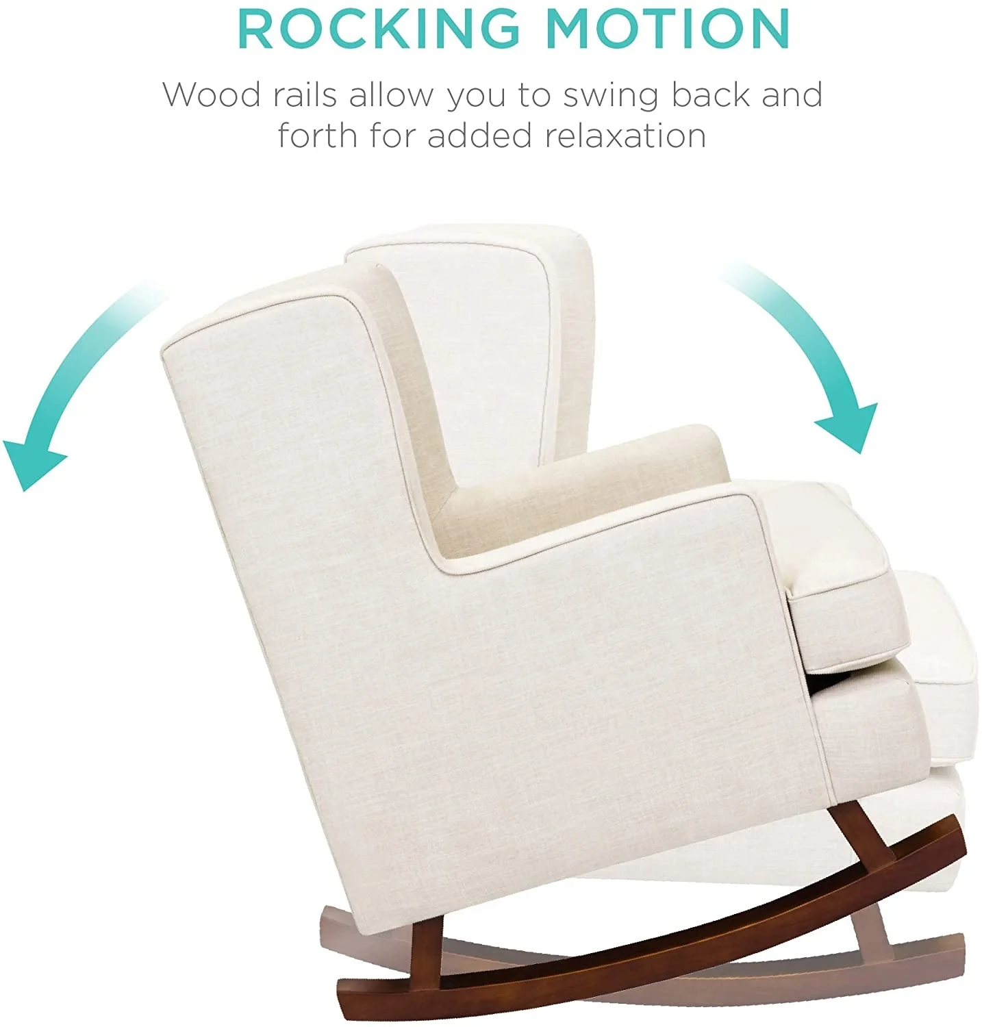 Wingback Accent Living Room Tufted Rocking Sofa Cream Modern Armchair Accent Rocking Chair