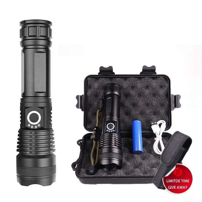 Professional Outdoor Hunting  Aluminum Torch Light Xhp50 Set Tactical Emergency Led Torches Rechargeable Flashlights