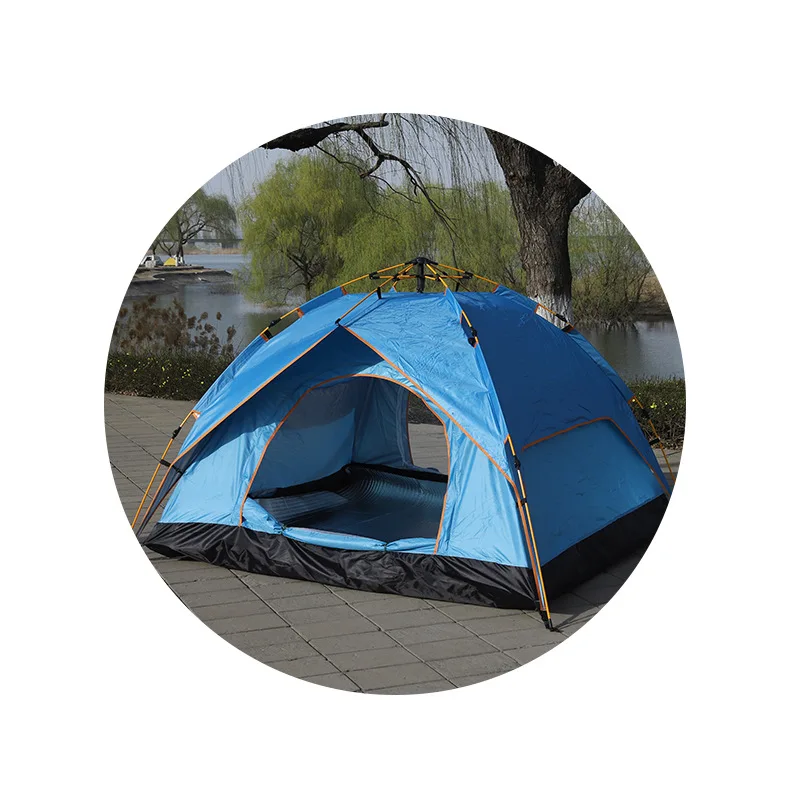 Outdoor Fully Automatic Double-Layer 2-4 Person Camping Tent One Bedroom Structure for Beach Tourism