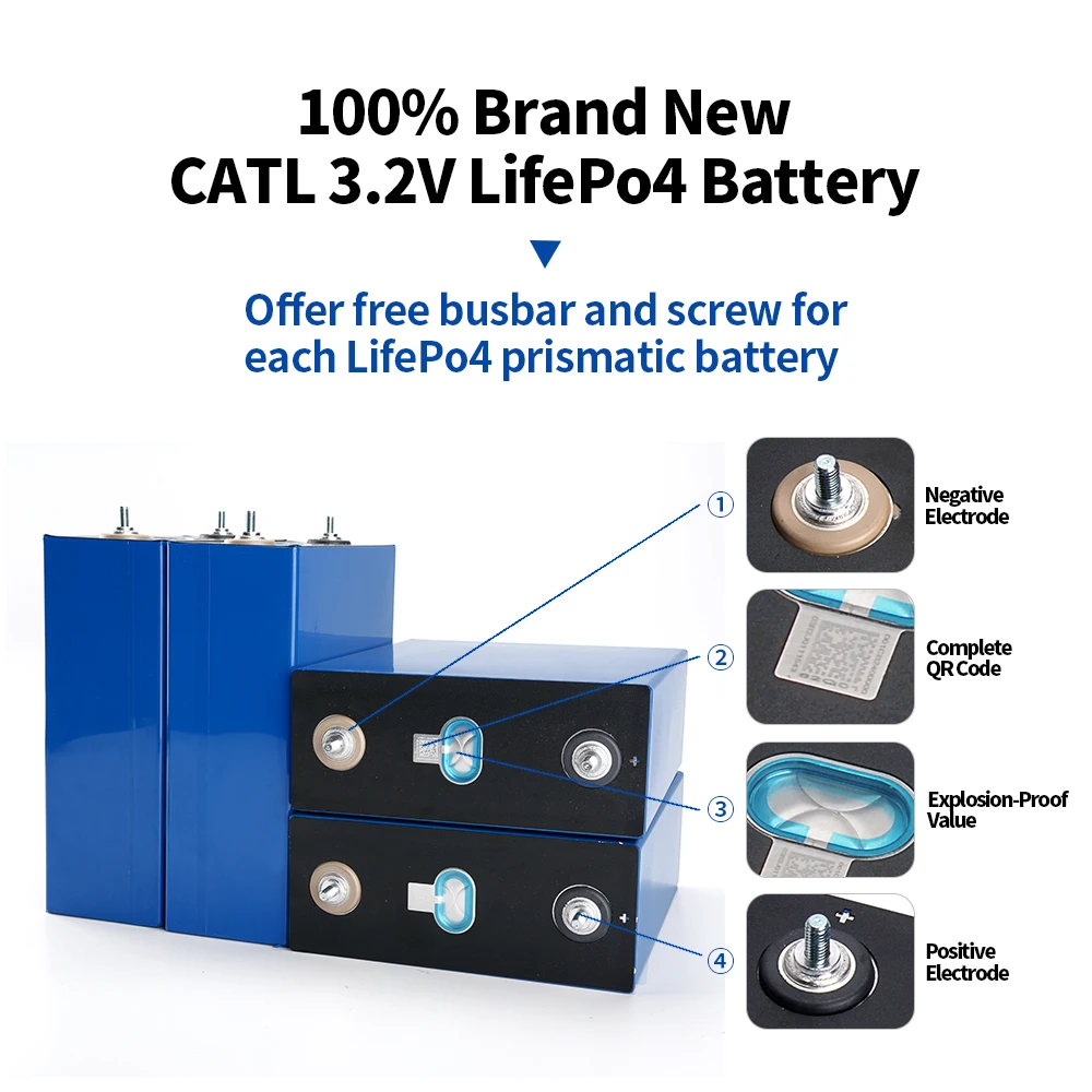 Best CATL 3.2V 310ah 320ah LiFePO4 Lithium Ion Battery Cell For 12V 24V 48V Off-grid Solar Power Storage System Pack