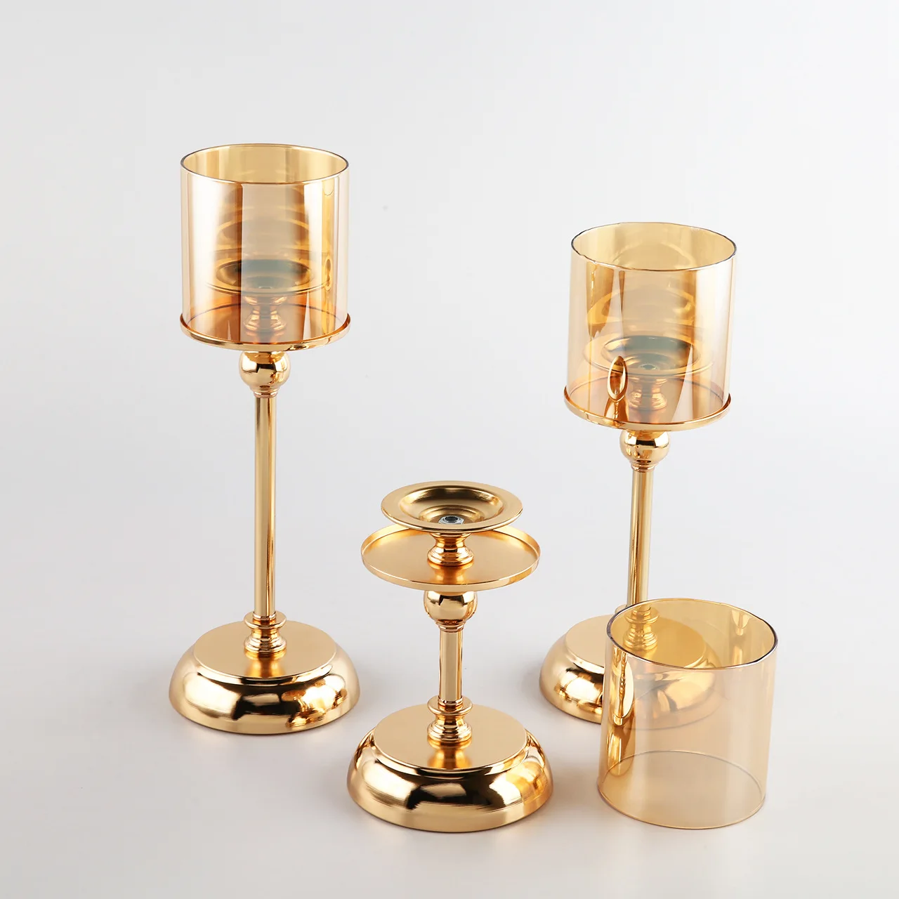 Wedding T stage Decoration candle pillar holder Candlestick decorative lamp luxury metal Gold Plated Candle Holders