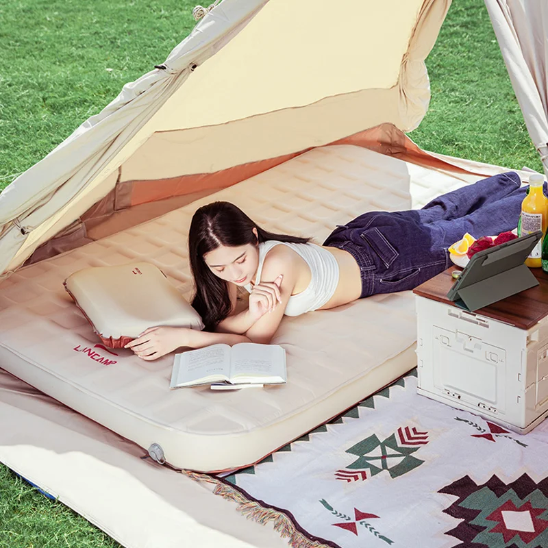3D Camping Sleeping Pad TPU Inflatable Mattress Thick Double Self Inflating Camping MAattress Comfort Camping Mat With Foam