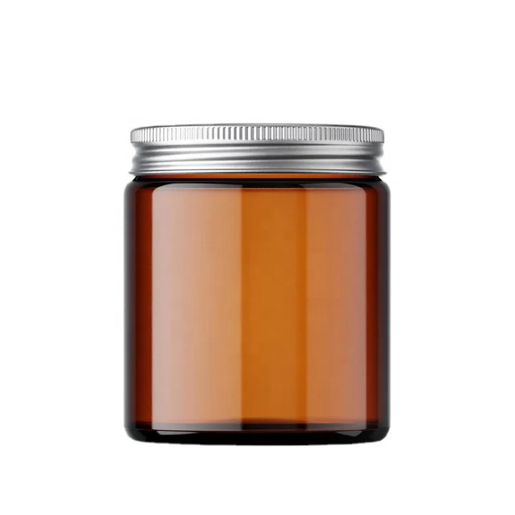 Wholesale 4 OZ Brown Glass Scented Candle Jar With Sliver/Gold/Black Aluminum Lid
