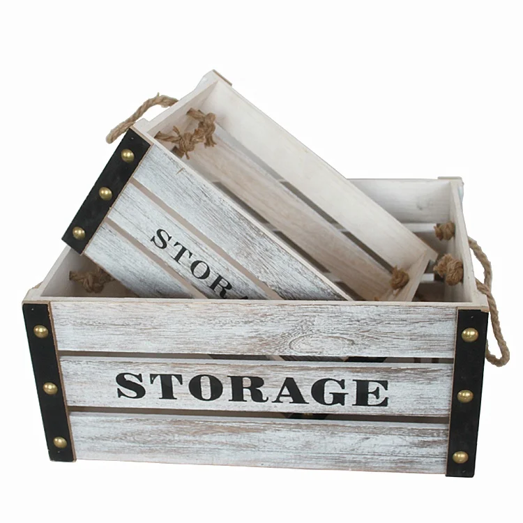 Wholesale storage bins wooden baskets with hand packing gift craft Product toy storage box vegetable fruit shipping crate