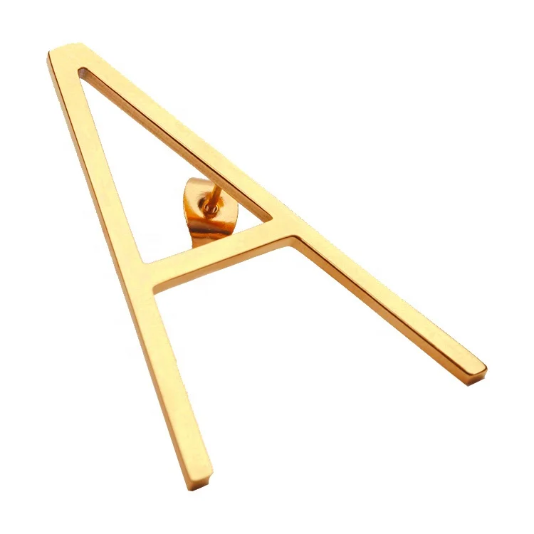 18k Gold Plating Stainless Steel Jewelry Initial Letter Stud Earrings Capitals Gold color Single Earrings EEF1012