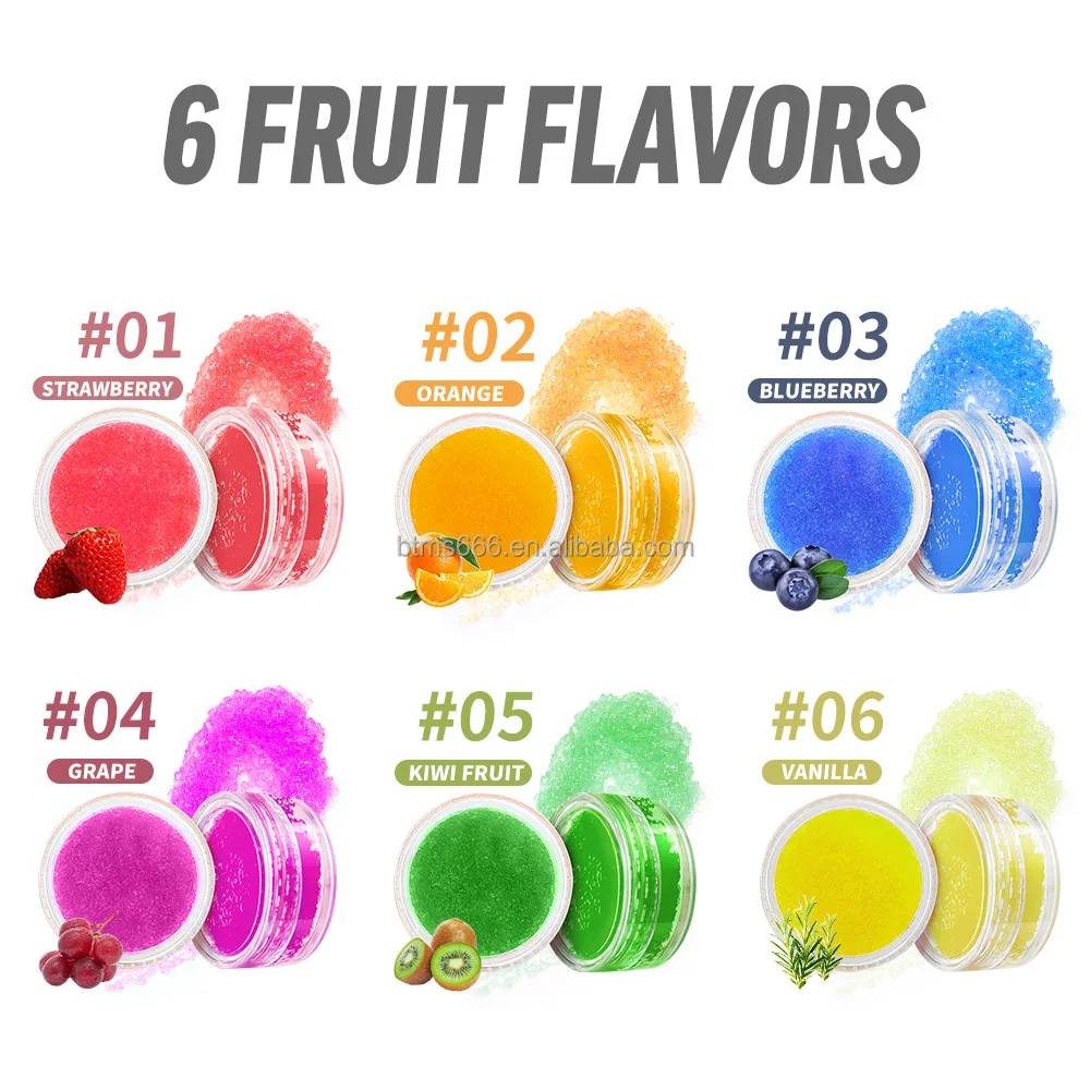 Bettermiss Organic Lip Scrub Lips Exfoliating Wholesale Private Label Orange Blueberry Grape Strawberry Lip Scrub