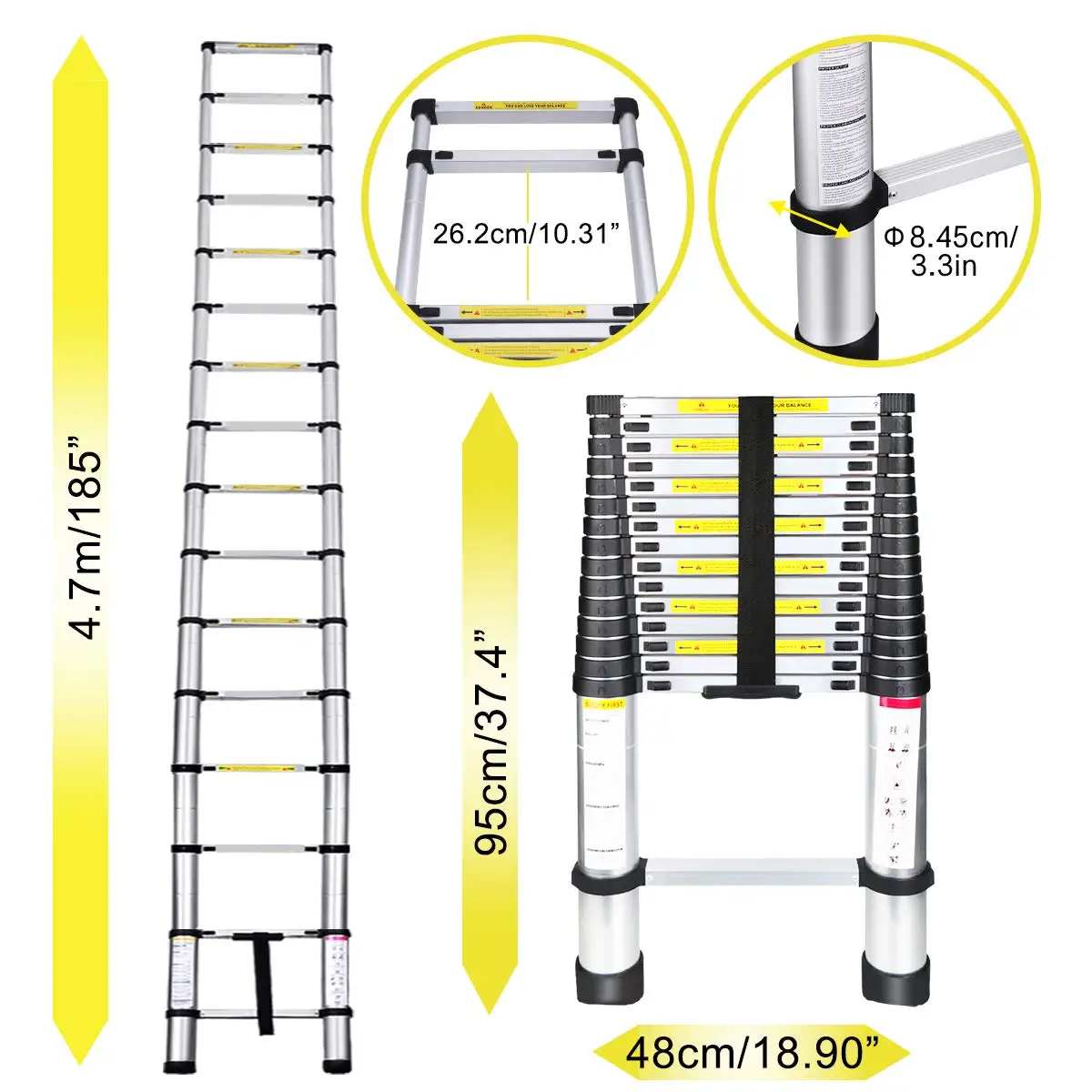 Super Quality Folding Step Manufacturers Loft Retractable Foldable Aluminum Telescopic Ladder