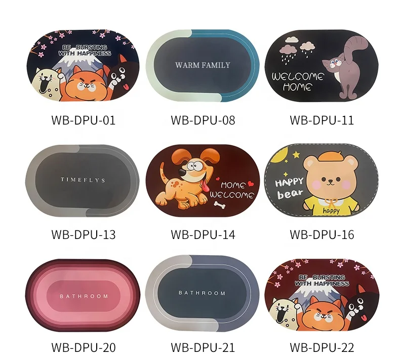 Wholesale Custom Bathroom Anti Slip Absorb Bath Mat Super Absorbent Floor Mat