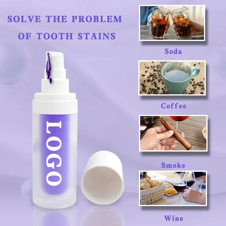 Professional Oral Care V34 Colour Corrector Teeth Whitening Tooth Stain Removal Serum Private Label V34 Purple Toothpaste