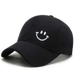 high quality fashion men women 100% cotton multicolor adjustable smiley face embroidery logo custom baseball caps