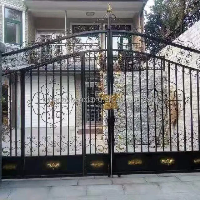 Modern Wrought Iron Gates for House and Villa Steel Open Style Automatic Retractable Swing Beautiful Sliding Gate