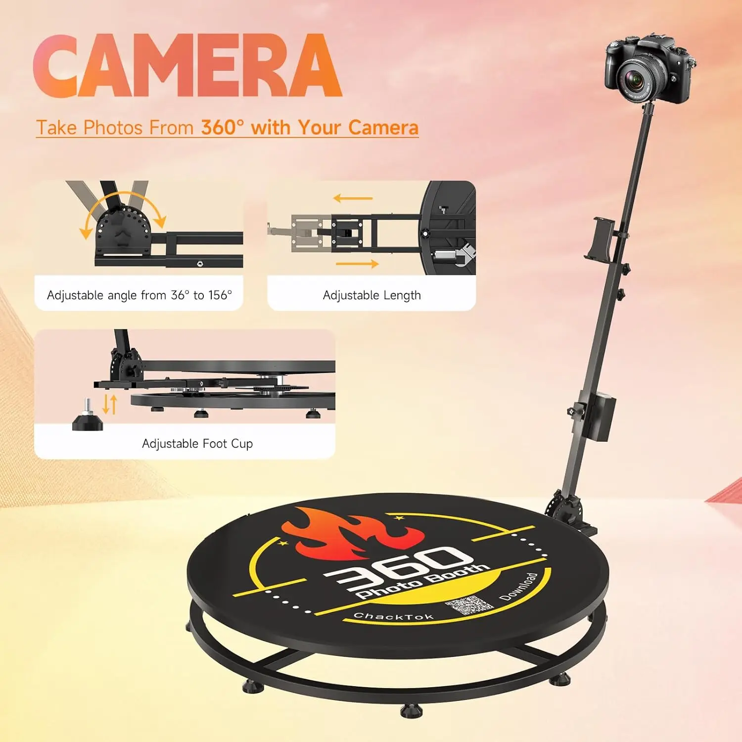 360 Booth Rotating Mirror Platform Photo Booth,Automatic Selfie with Flight Motion Case Slow Newest Machine Camera HOT SALE