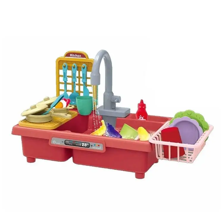 Раковина для проточной воды игрушечная раковина кухни игрушка игры Электронная мытья с рабочим смесителем