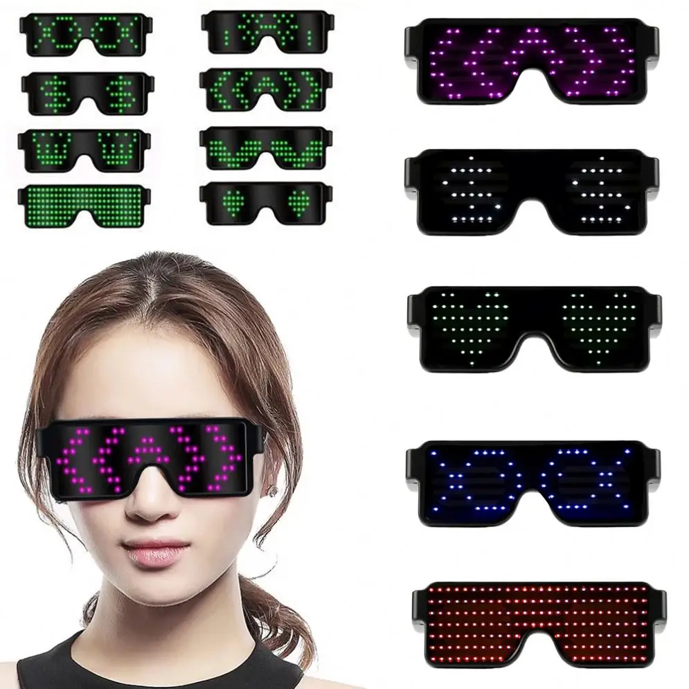 Message Text Christmas Funny Sunglasses Kids Birthday Party Supplies New Product Novelty Toy Colorful Light Up Toys Led Glasses