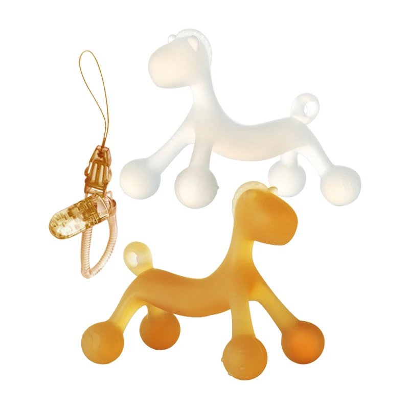 Food Grade Silicon 3D Horse Cartoon Baby Masticate Teething Toy With Chain
