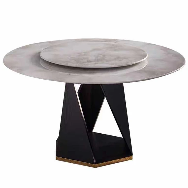 
Big rustic chinese style 8 person round dining table chinese dining marble banquet table round 