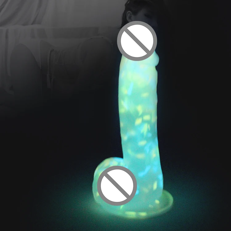 7.5 Inch Colored particles luminous dildo glow in the dark dildo with Suction Cup