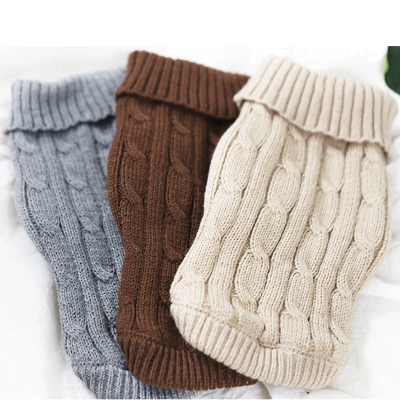 Wholesale Designer Luxury Spring Blank Wool Blend Cable Knit Pet Dog Sweater Pullover For Winter Warm Clothes Clothing