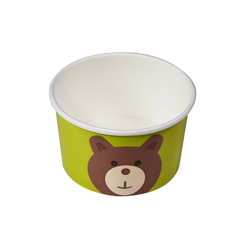 Custom Paper Ice Cream Cups Double PE Paper Ice Cream Cup With Paper Lids